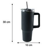 Konvex Hydra Insulated Travel Tumbler 1200 Ml With Handle Straw Black (1 Pc)