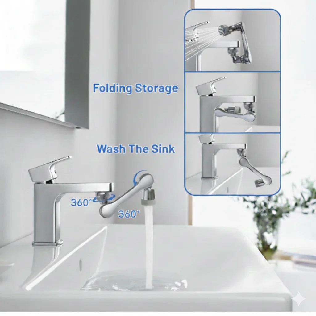 Rotating Faucet | Splash-Free Tech | Multi-Angle Flow | Rust-Proof Finish
