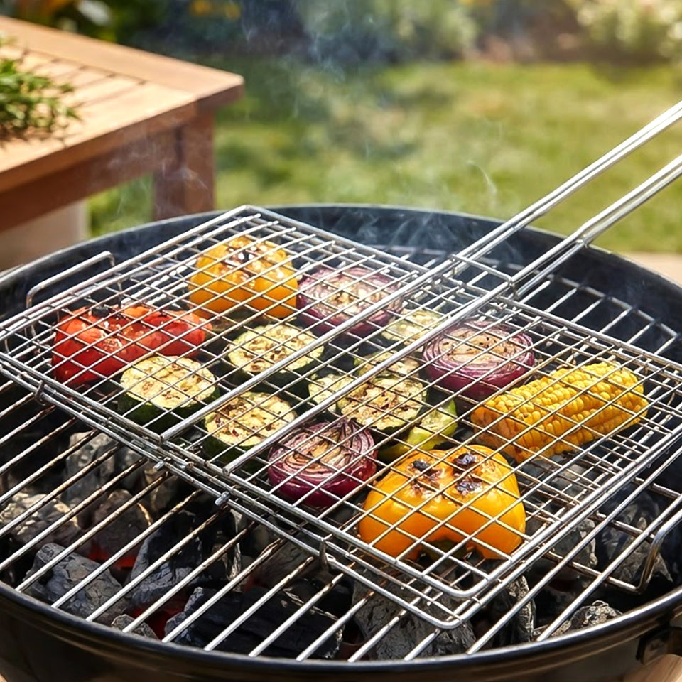 Heavy-duty Stainless-steel Barbecue Grill Basket (1 Pc)
