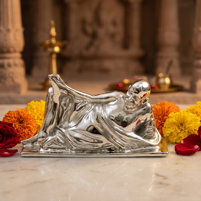 Neem Karoli Baba Idol in Silver Finish| Guru Ji Murti for Home, Office