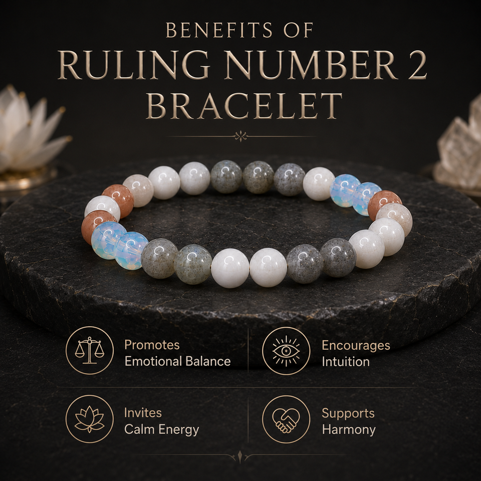 Ruling Number 2 | Crystal Bracelet | Numerology Bracelet - 8mm