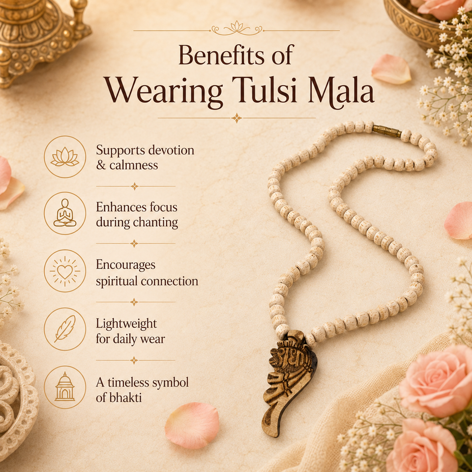 Radha Naam Pendant Tulsi Mala