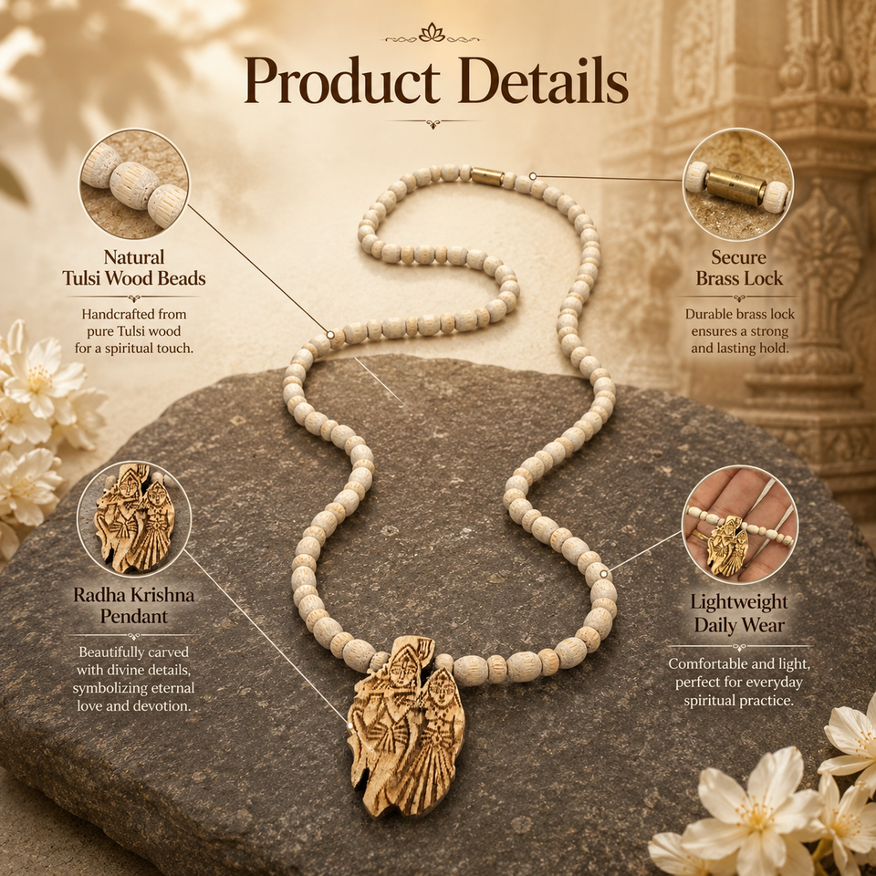 Radha Krishna Pendant Tulsi Mala
