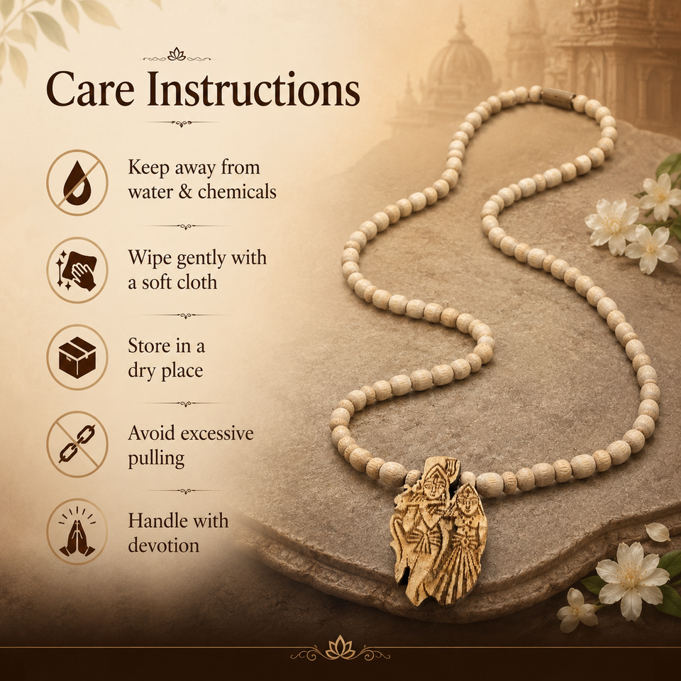 Radha Krishna Pendant Tulsi Mala