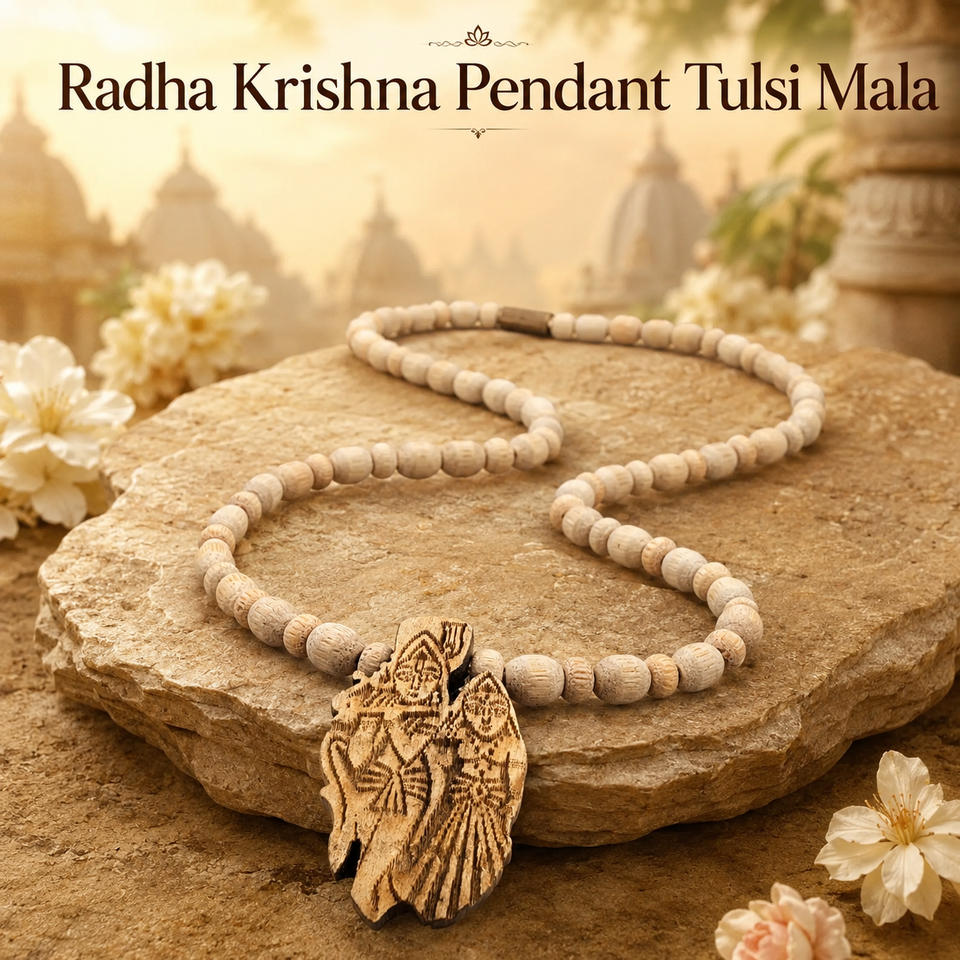 Radha Krishna Pendant Tulsi Mala
