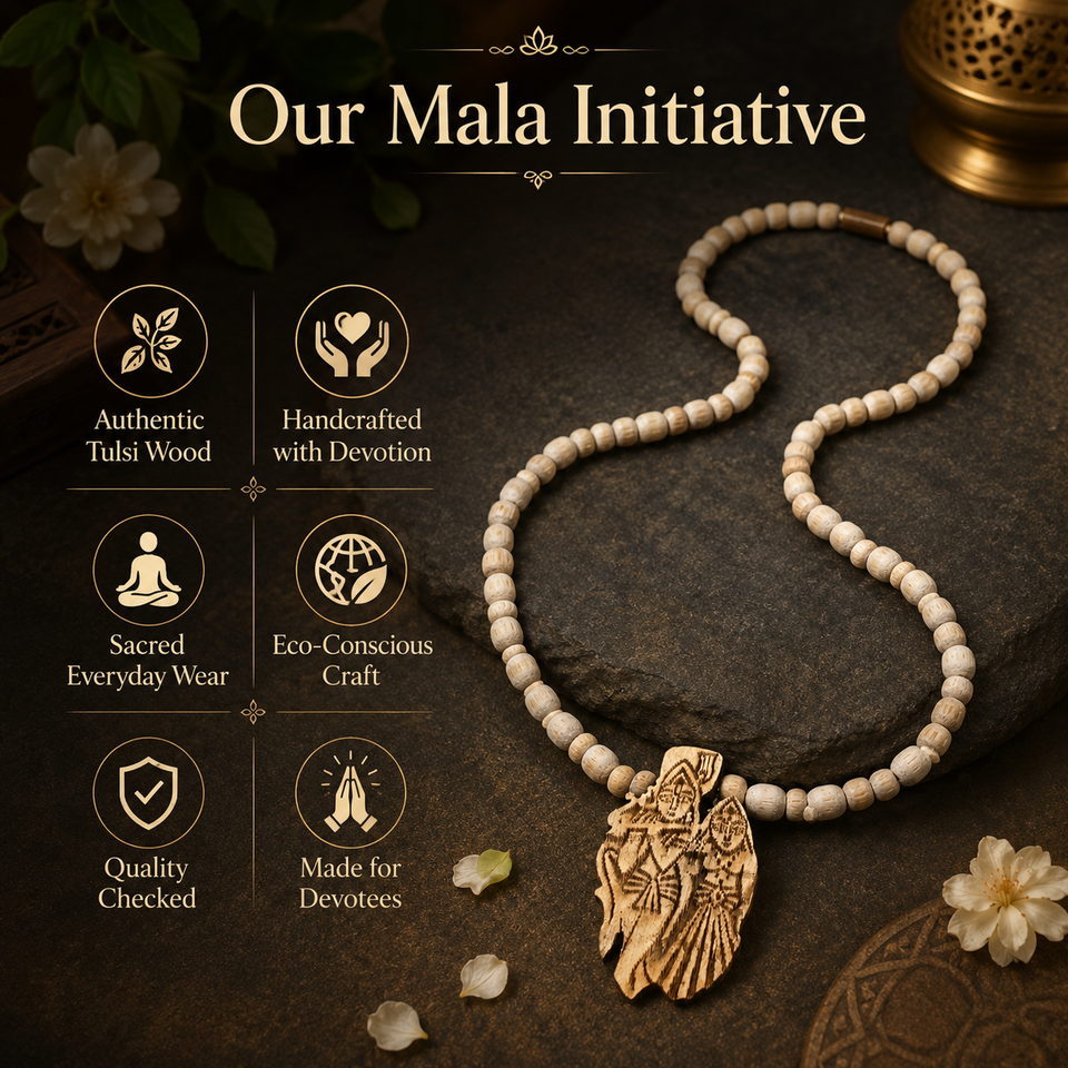 Radha Krishna Pendant Tulsi Mala