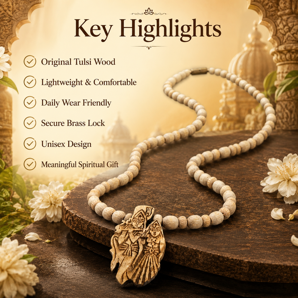 Radha Krishna Pendant Tulsi Mala