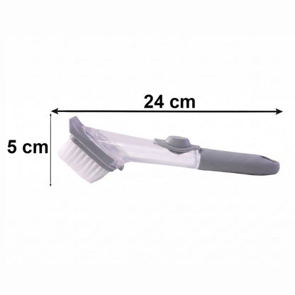 Refillable Soap Dispensing Dish Scrub Brush – Easy Kitchen Cleaning Brush with Built-in Soap Dispenser