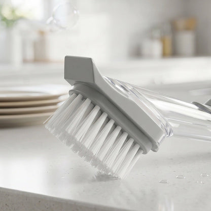 Refillable Soap Dispensing Dish Scrub Brush – Easy Kitchen Cleaning Brush with Built-in Soap Dispenser
