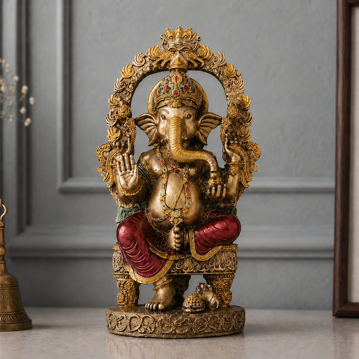Rustic Ganesha Antique Murti (10 Inch)