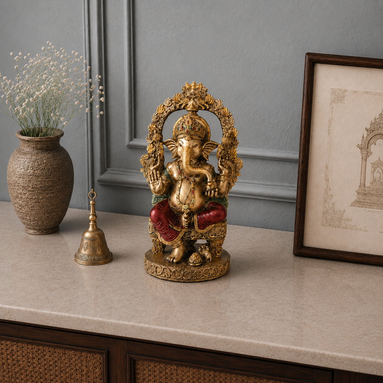 Rustic Ganesha Antique Murti (10 Inch)
