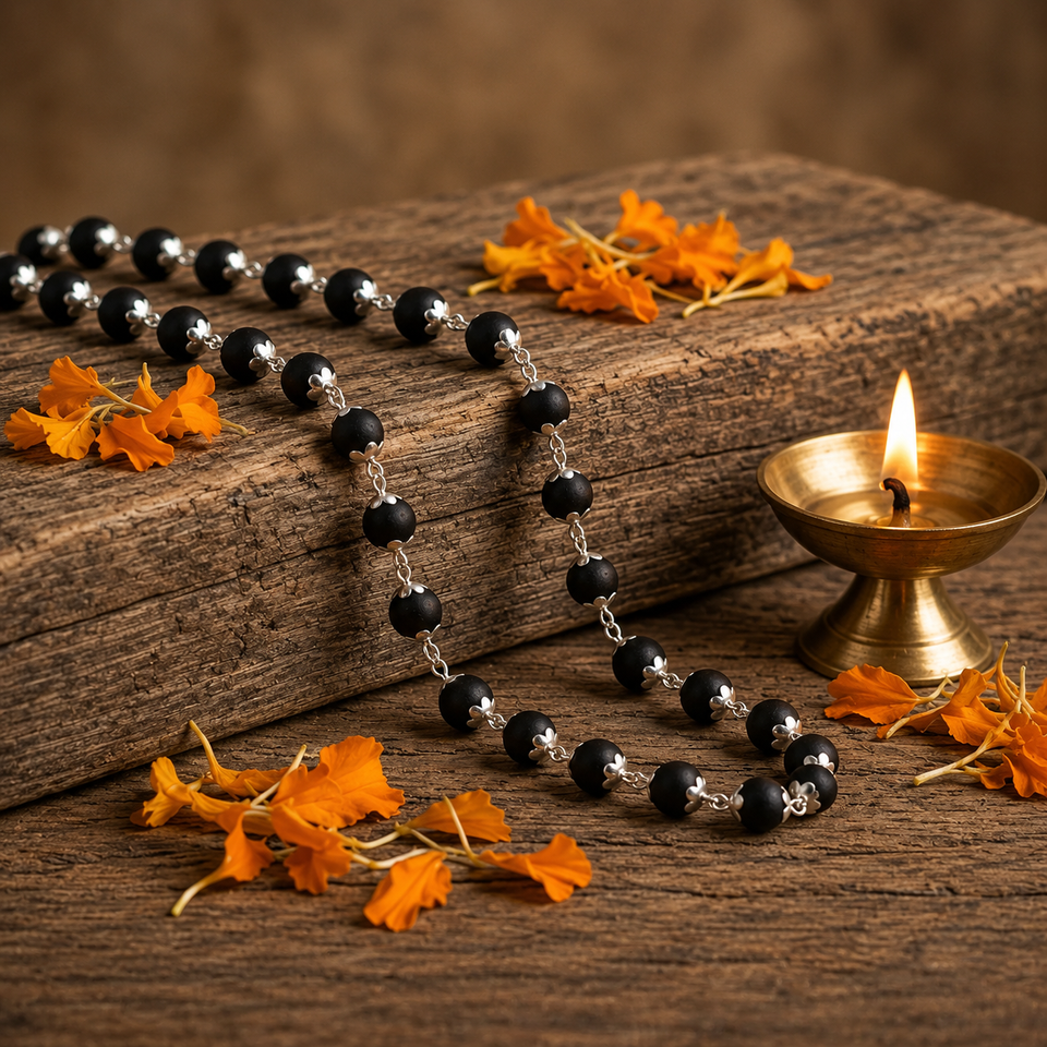 Silver Karungali Mala