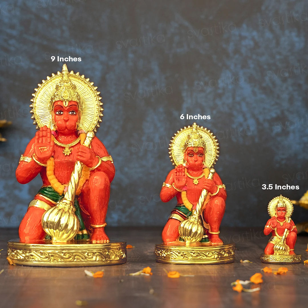 Sinduri Hanuman Murti - Gold Plated