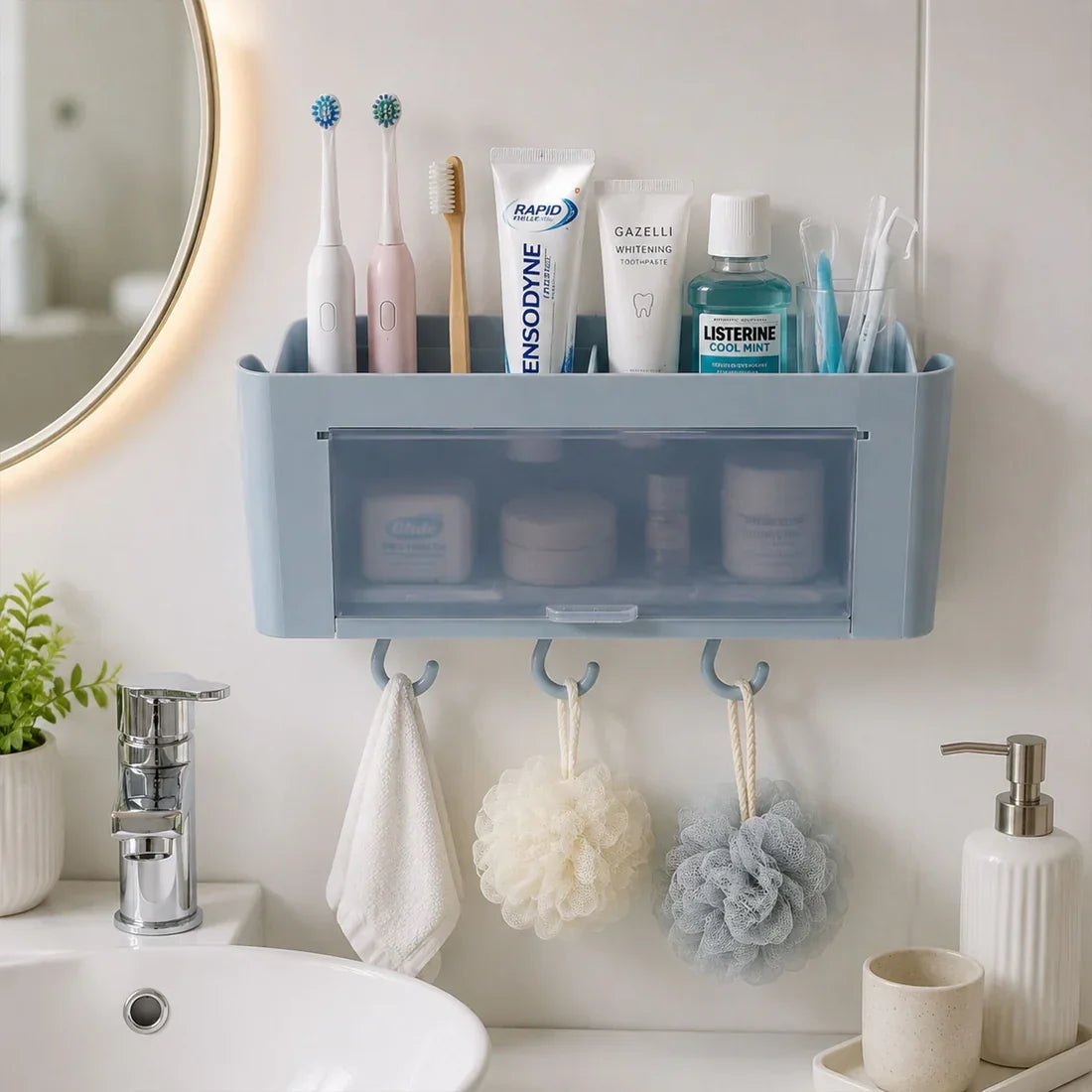 Wall Mounted Storage Organizer Shelf Bathroom Kitchen Solution