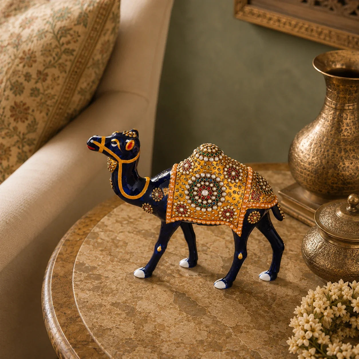 Graceful Meenakari Camel Decor Statue