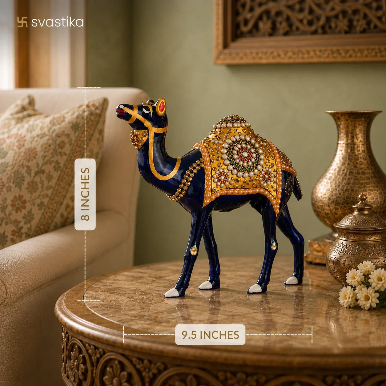 Graceful Meenakari Camel Decor Statue