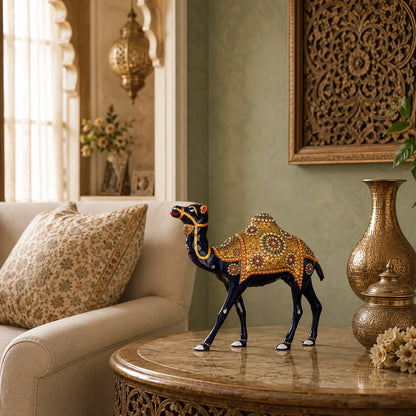 Graceful Meenakari Camel Decor Statue