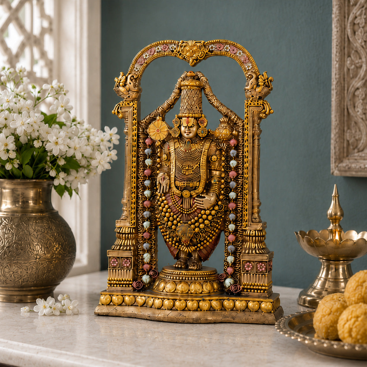 Lord Balaji (Srinivasa Mangapuram) Idol - Antique Finish (8 Inch)