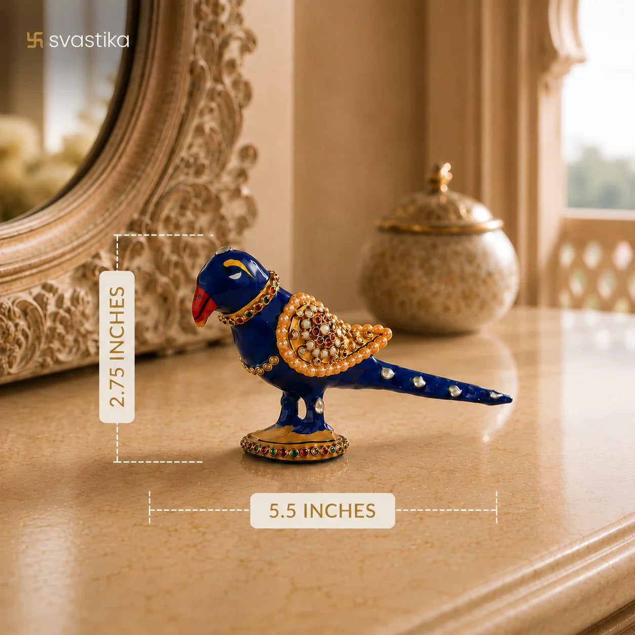 Vibrant Meenakari Parrot Statue for Home (3 Inch)
