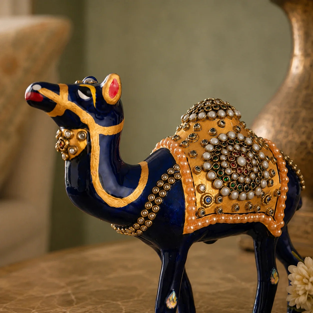 Graceful Meenakari Camel Decor Statue