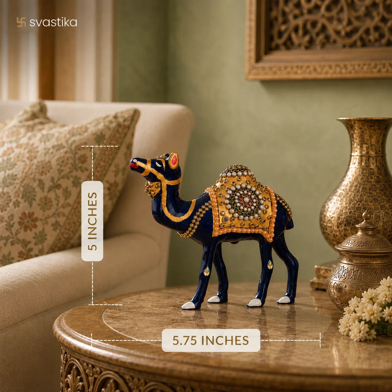 Graceful Meenakari Camel Decor Statue