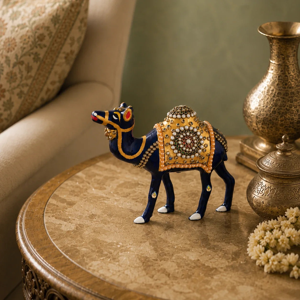 Graceful Meenakari Camel Decor Statue