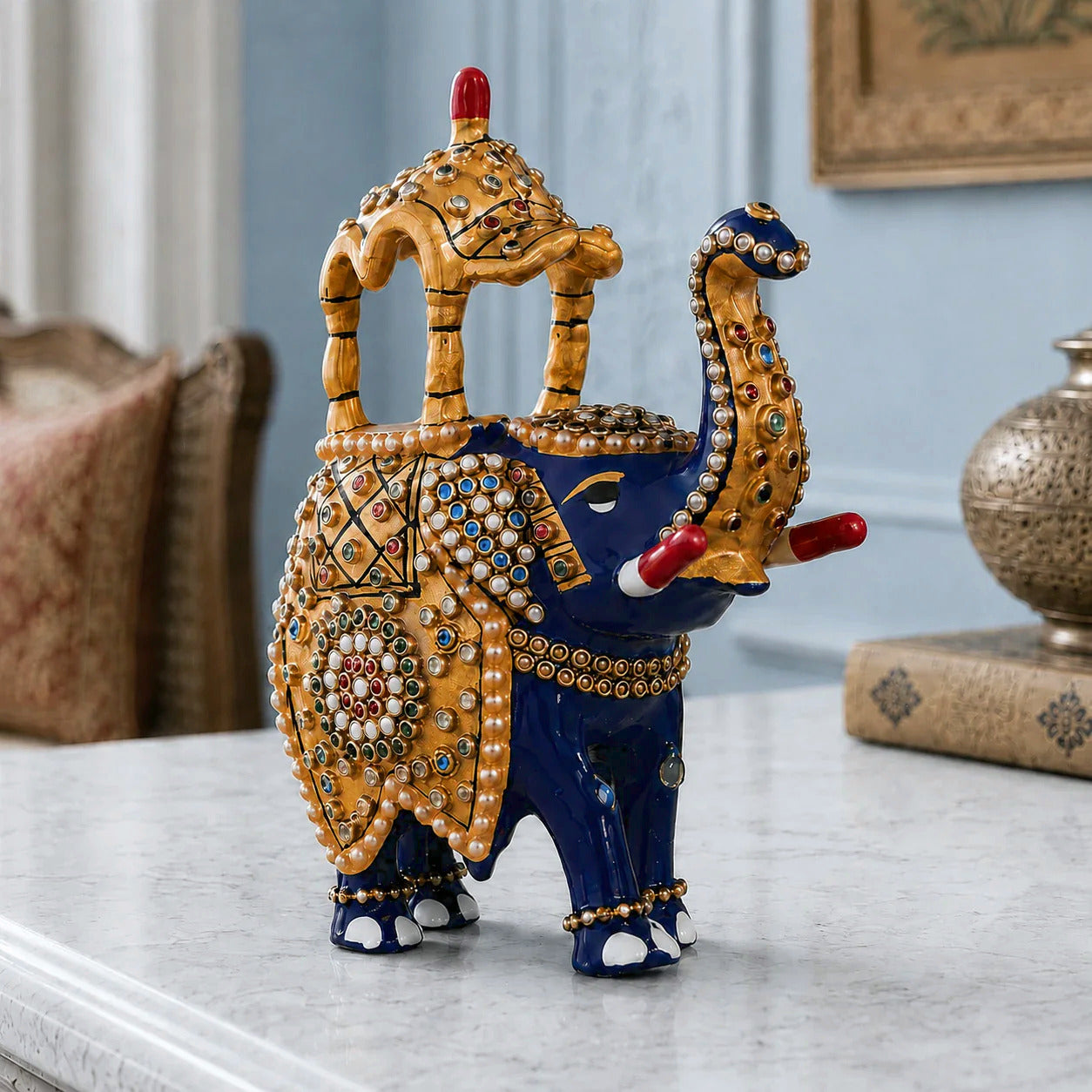 Decorative Meenakari Elephant Ambari Statue