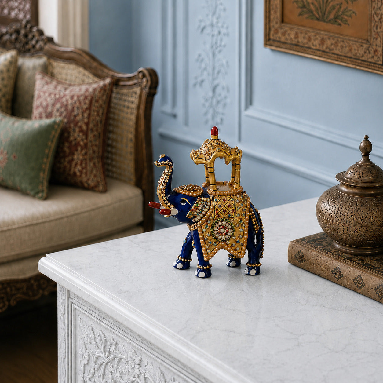 Decorative Meenakari Elephant Ambari Statue