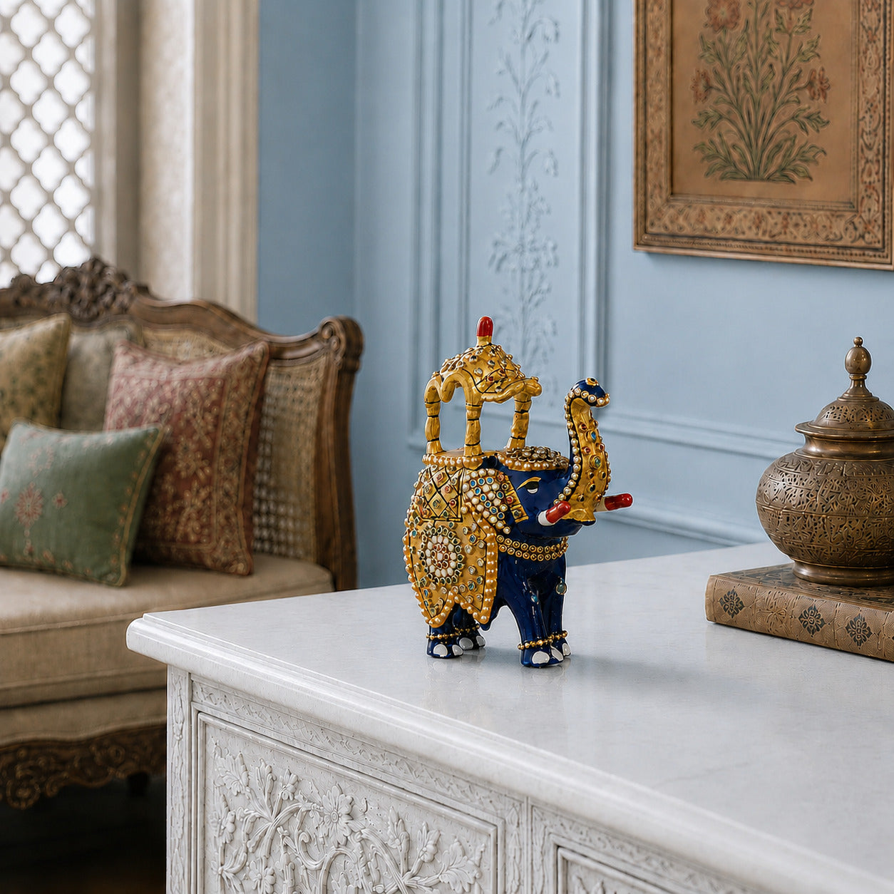 Decorative Meenakari Elephant Ambari Statue