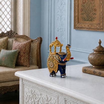 Decorative Meenakari Elephant Ambari Statue