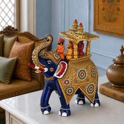 Decorative Meenakari Elephant Ambari Statue