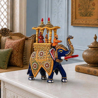 Decorative Meenakari Elephant Ambari Statue