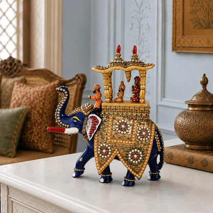 Decorative Meenakari Elephant Ambari Statue