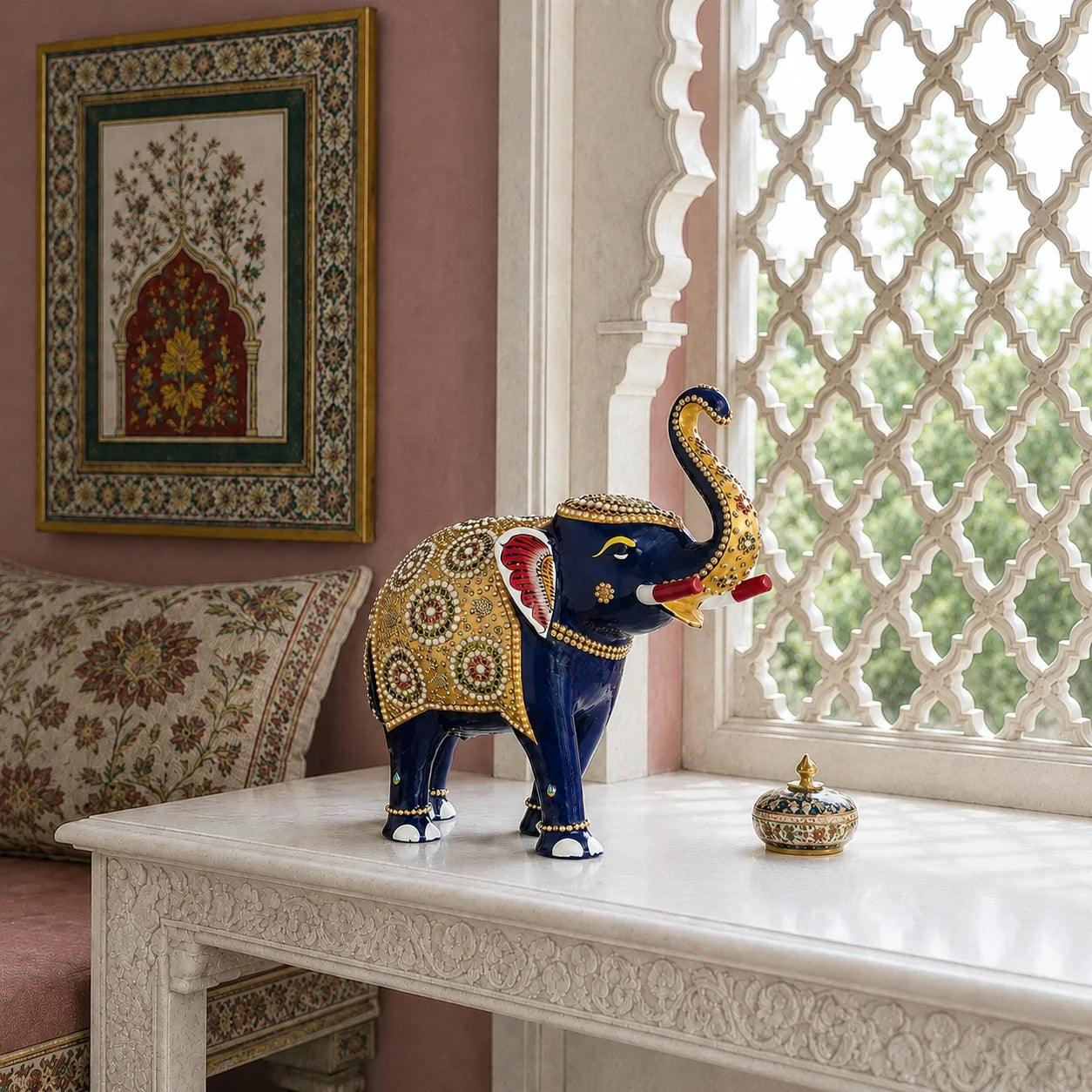 Decorative Meenakari Elephant Statue