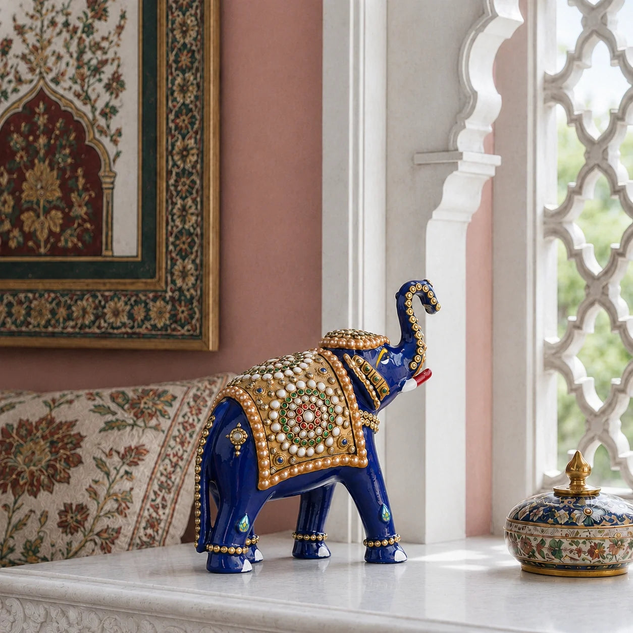 Decorative Meenakari Elephant Statue