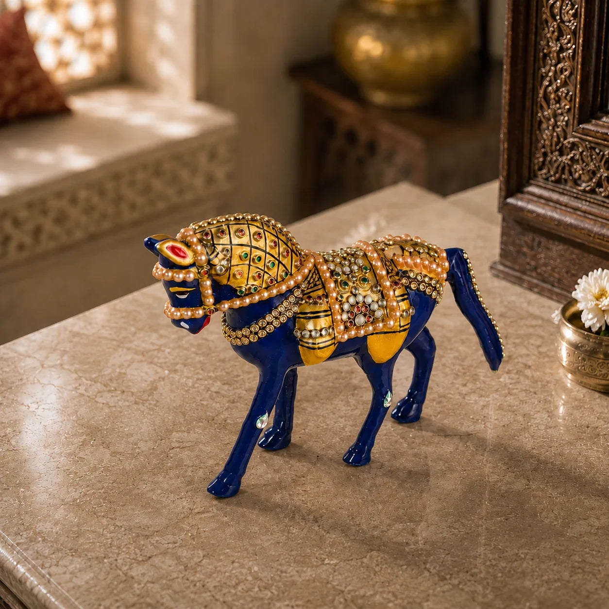 Meenakari Horse Statue for Home