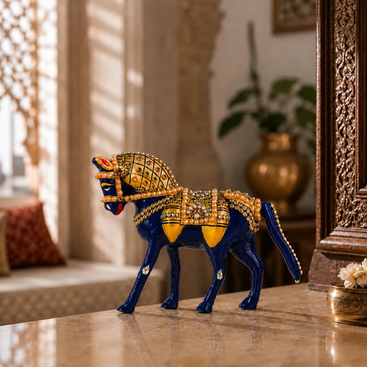 Meenakari Horse Statue for Home