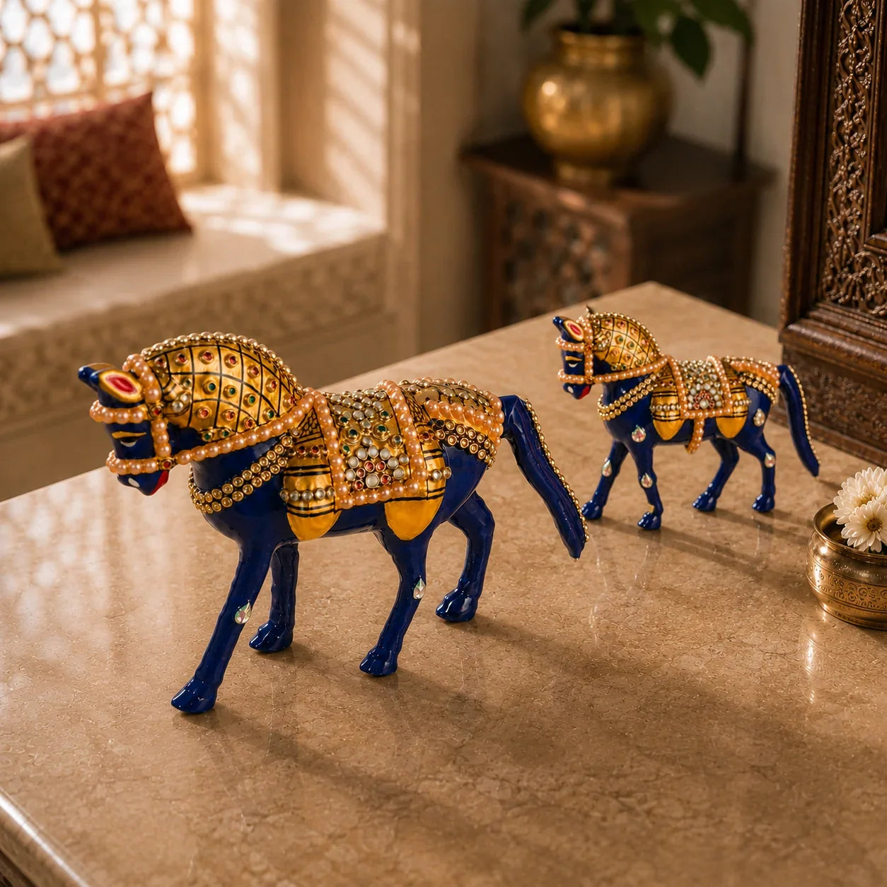 Meenakari Horse Statue for Home