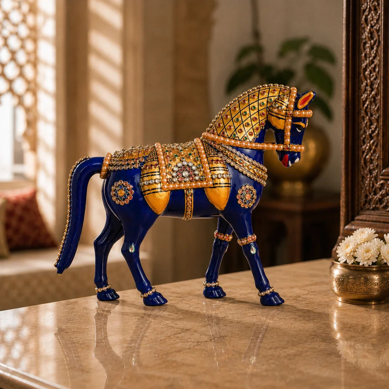 Meenakari Horse Statue for Home