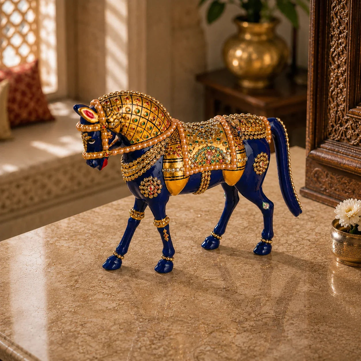 Meenakari Horse Statue for Home