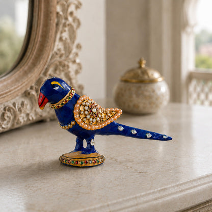 Vibrant Meenakari Parrot Statue for Home (3 Inch)