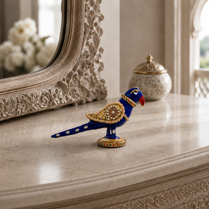 Vibrant Meenakari Parrot Statue for Home (3 Inch)