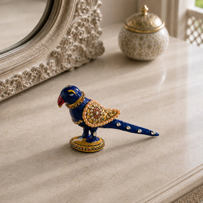 Vibrant Meenakari Parrot Statue for Home (3 Inch)