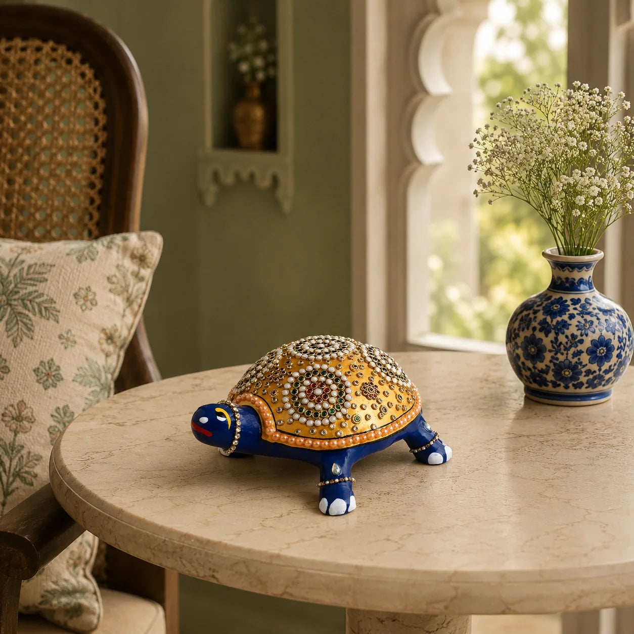 Artistic Meenakari Tortoise Statue