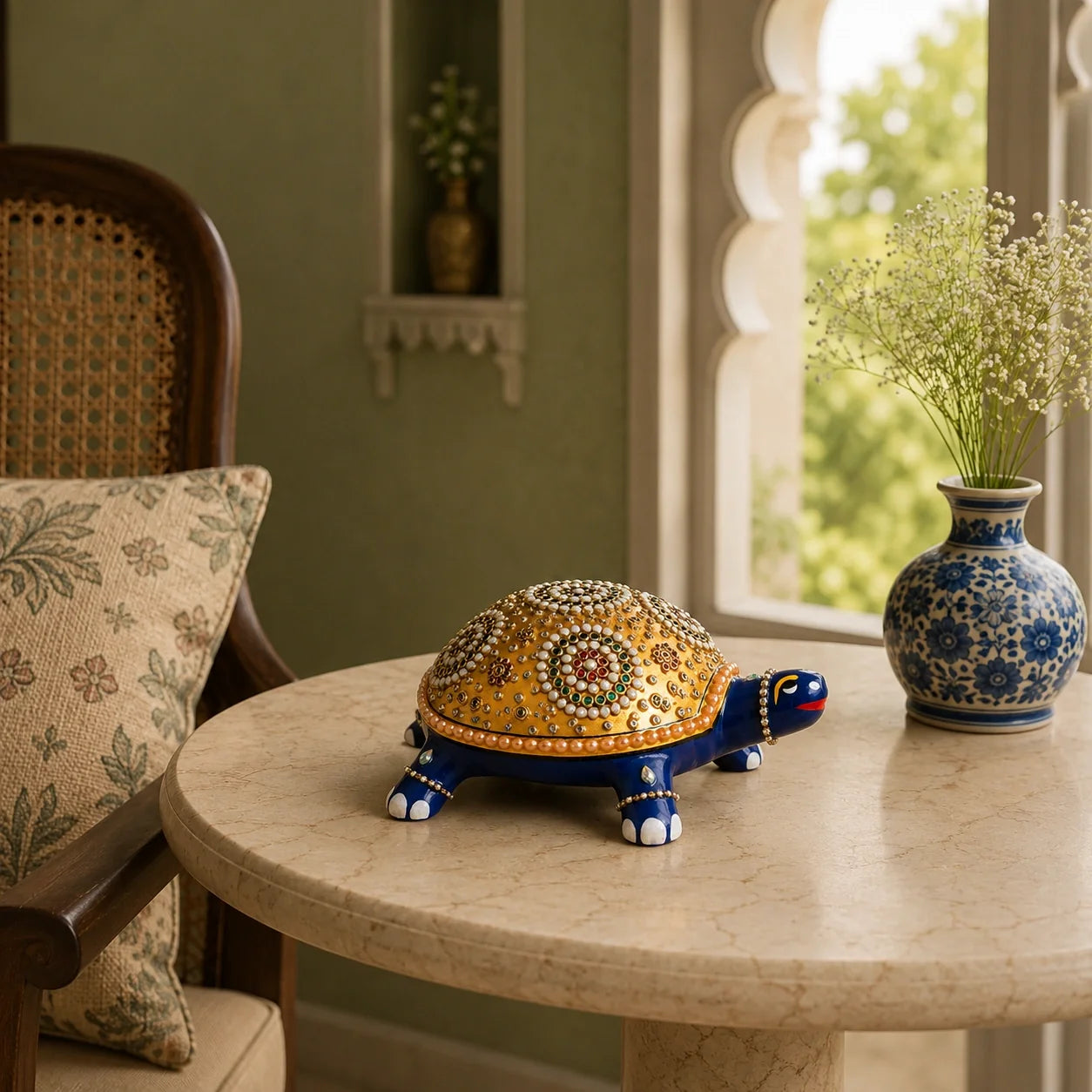Artistic Meenakari Tortoise Statue