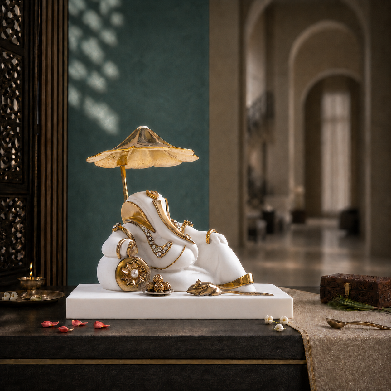 Ganesh Idol Under Divine Shelter