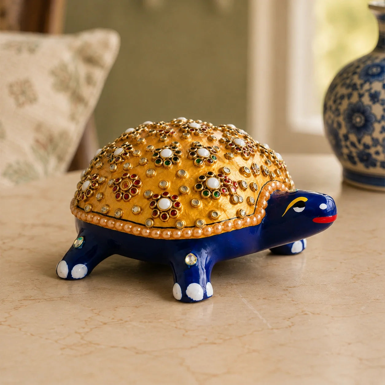 Artistic Meenakari Tortoise Statue