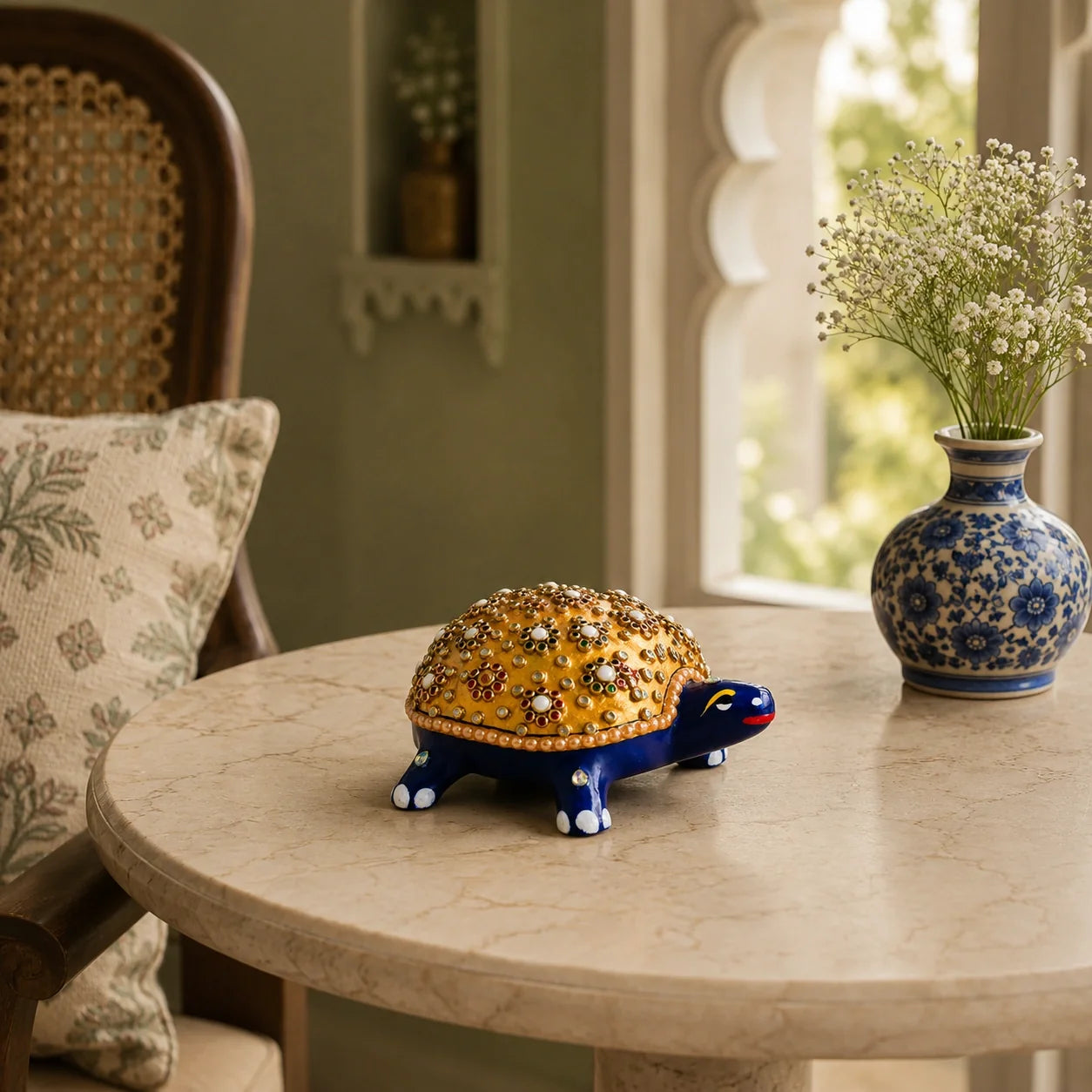 Artistic Meenakari Tortoise Statue