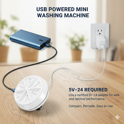 TurboSpin™ – Mini Ultrasonic Washer | Silent 360° Micro Agitation | Travel & Delicate Care