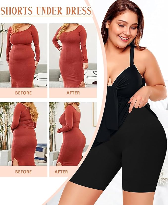 High-Waisted Tummy Control Shapewear Shorts for Women – Seamless, Invisible Under Clothing, Anti-Roll Design (Fits Waist : 28 to 40 Inch)